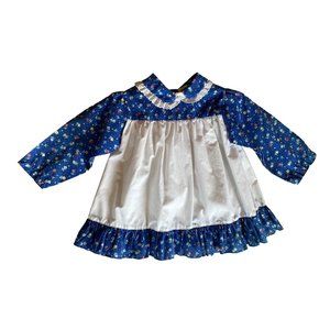 Vtg 24M Girls’ Blue Flower Print Long Sleeve Peasant Dress